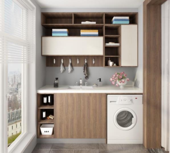 全鋁衛(wèi)浴柜-03（風(fēng)格：現(xiàn)代；顏色：胡桃暖白）